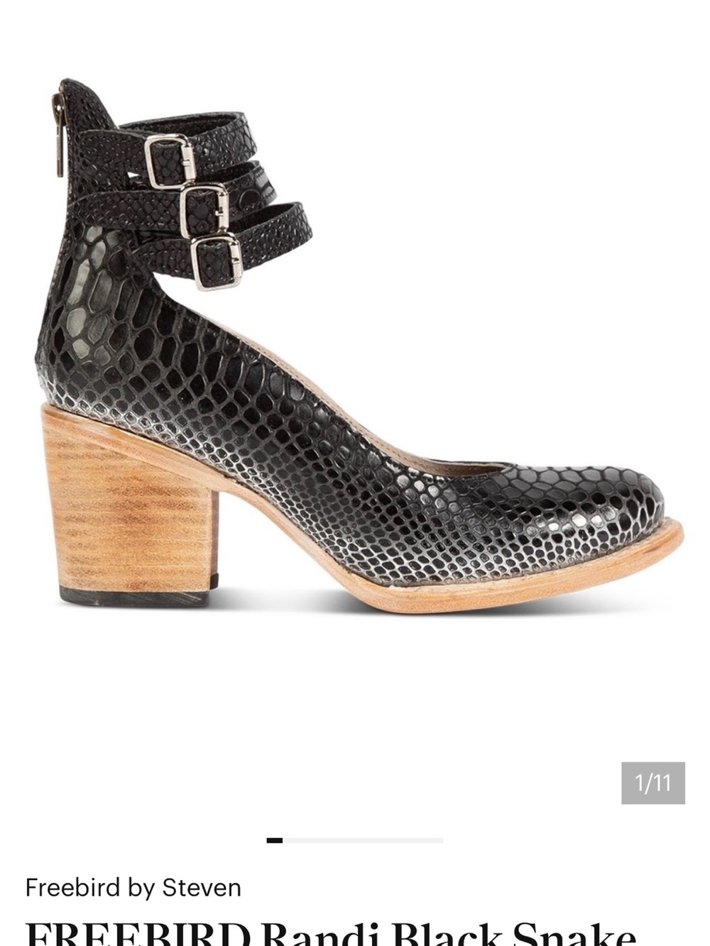Freebird by Steven Randi Black Snake Heels